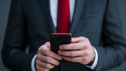 Business professional's hand holding a smartphone displaying data security features.