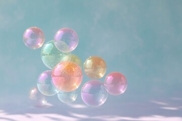 Colorful Sparkling Soap Bubbles in the Air