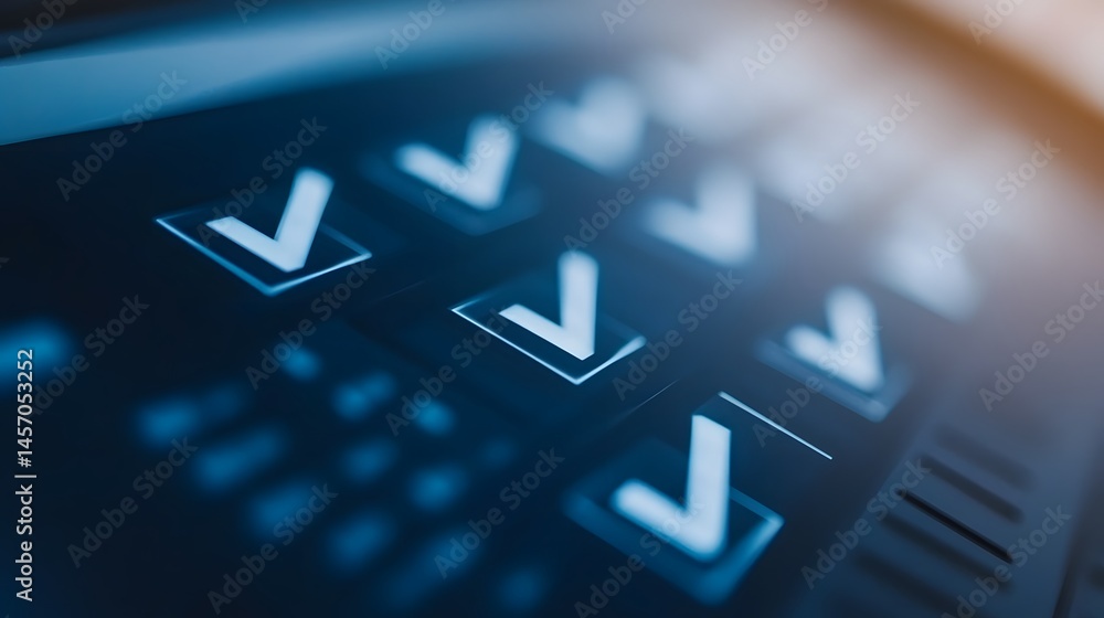 Aufkleber digital calendar with checkmarks on a work desk