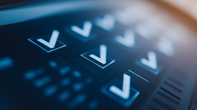 Digital calendar with checkmarks on a work desk