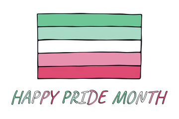 Colorful Abrosexual pride flag Happy pride day LGBTQ community Pride Month Vector hand drawn doodle for posters, stickers, logo, cards