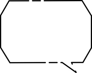 シンプル角ばったモノクロふきだし(しっぽ右)