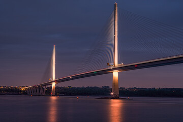 The Queensferry Crossing over the Firth of Forth in Scotland.