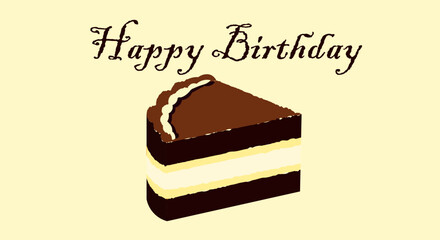 Delicious chocolate cake, a sweet dessert with creamy icing, is isolated on a white plate