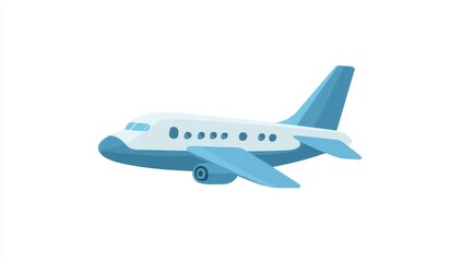 Blue and White Airplane Icon, Simple Illustration