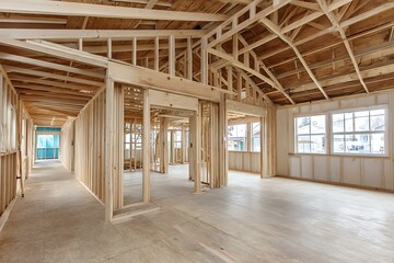 Fototapeta premium House Framing Construction Interior View