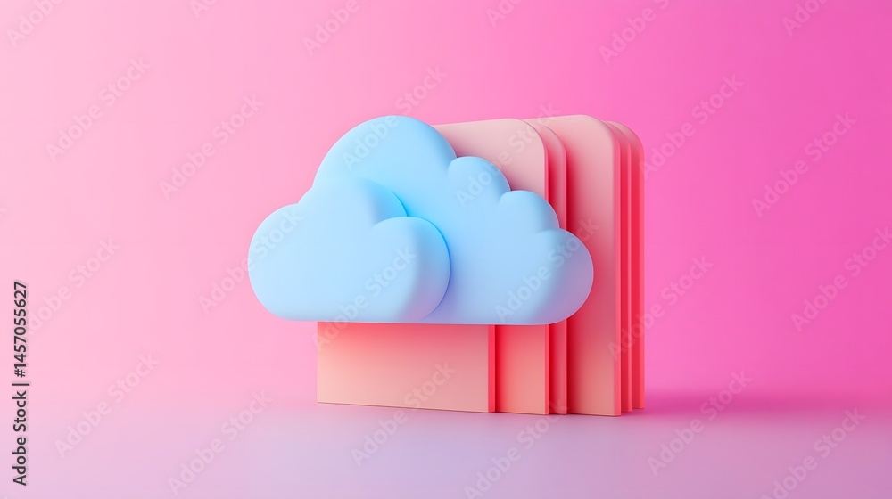 Aufkleber 3d of cloud computing and document storage