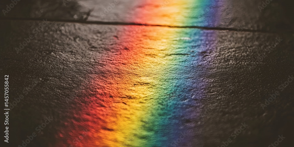 Poster vibrant rainbow spectrum cast on dark textured surface abstract background image