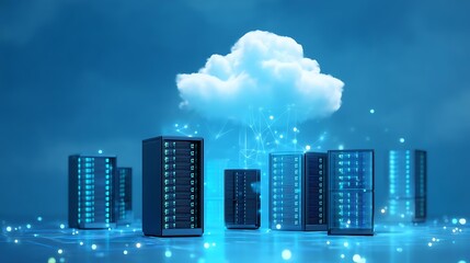 Fototapeta premium Cloud Computing Data Server Room Illustration