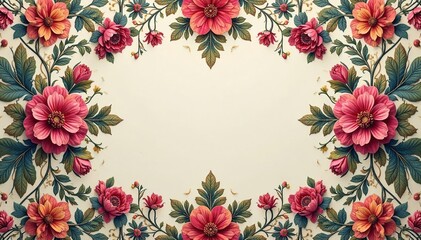Fototapeta premium Intricate floral design, repeating motif in muted tones , wallpaper, elegant