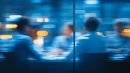 A collaborative meeting in a vibrant office environment