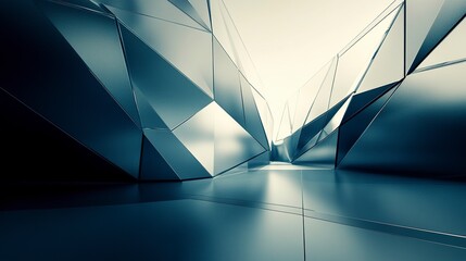 Corporate real estate facade with sleek glass walls sharp geometric design modern and professional architectural style.