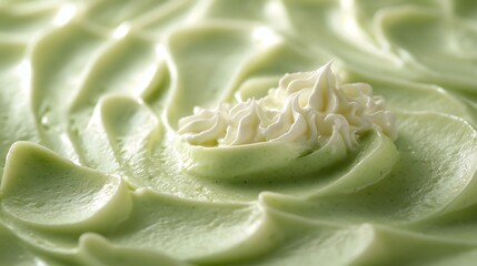 Close up of avocado protein smoothie with smooth texture illuminated by soft natural light The creamy green consistency of the smoothie is the focal point with no harsh shadows