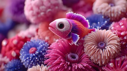 glowing with AI-simulated coral structures and virtual fish