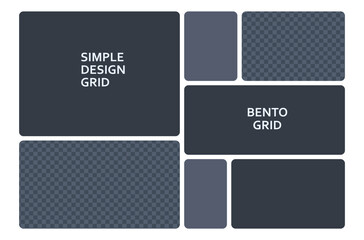 Grey colors retro bento UI layout ideal for modern web interfaces, dashboards, or playful digital applications with simple design elements and soft rounded panels. Vector illustration