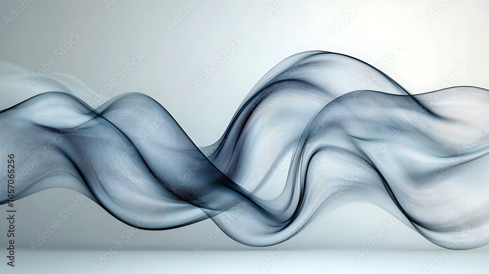 Poster abstract cyan smoke waves flowing smoothly in a light studio setting with textured details rendering