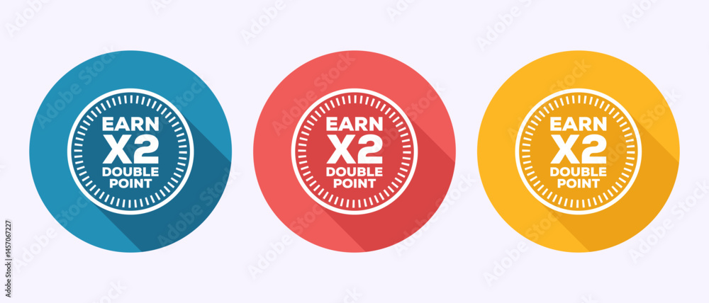Fototapete earn x2 double point icon design illustration. earn x2 label badge sign in shadow button design