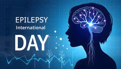 Epilepsy awareness campaign illustration, blue, for websites and social media