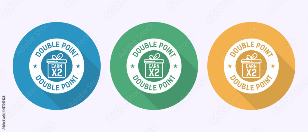 Fototapete earn x2 double point icon design illustration. earn x2 label badge sign in shadow button design