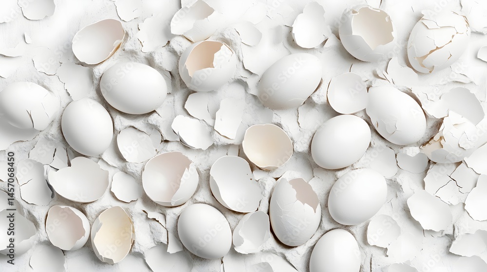 Aufkleber fragile eggshells scattered across a surface