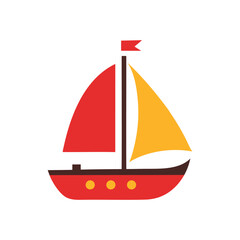 Red and Yellow Sailboat Illustration A Simple Vector Graphic