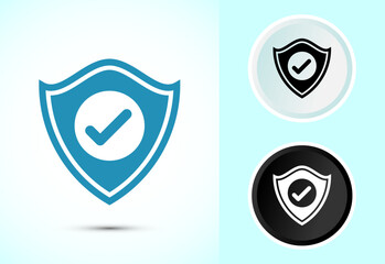 Shield icon design illustration. Security, protection sign symbol in color, black and white