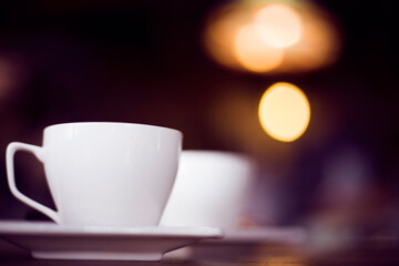 Coffee cup in a vintage restaurant