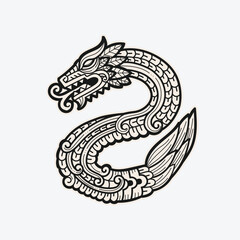 hand drawn Quetzalcoatl mexican god aztec graphic