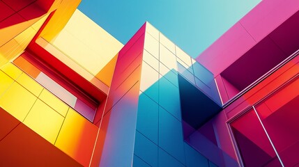 Fototapeta premium Geometry of modern architecture smooth intersecting forms sharp perspectives sleek minimalist design vibrant urban aesthetic. 