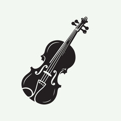 Fototapeta premium Vintage Violin Silhouette Artwork in SVG Style with Intricate Curves and Solid Background