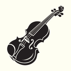 Detailed Black Violin Vector Design Featuring Scroll Patterns and Smart Line Work © CreativeNaznin