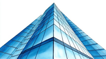 Obraz premium Modern Glass Skyscraper Watercolor - A watercolor painting of a modern glass skyscraper symbolizing ambition, progress, success, innovation, and urban development