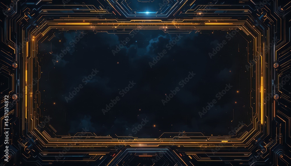 Wall mural abstract glowing frame digital space background