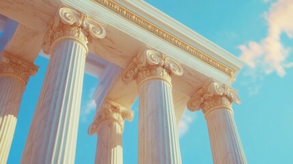Naklejka premium Ancient Columns against a Pastel Sky