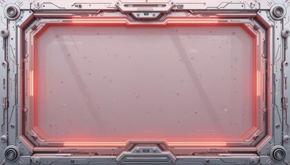 Obraz premium Futuristic Metal Panel With Red Illuminated Frame