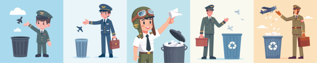 pilot vector throwing trash