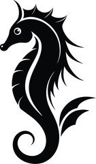 Seahorse silhouette, Seahorse vector silhouette an white background, marine animal vector