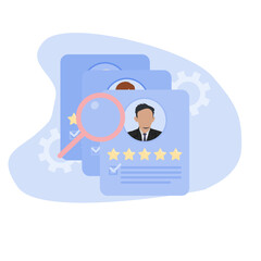 Human resources recruitment concept. Job interview illustration, recruitment agency, in flat style. Human Resources, Recruitment.