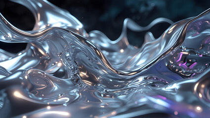 4K glossy liquid metal wallpaper, molten silver textures, abstract fluid motion, dark ambient lighting, high contrast shiny surface, futuristic tech look