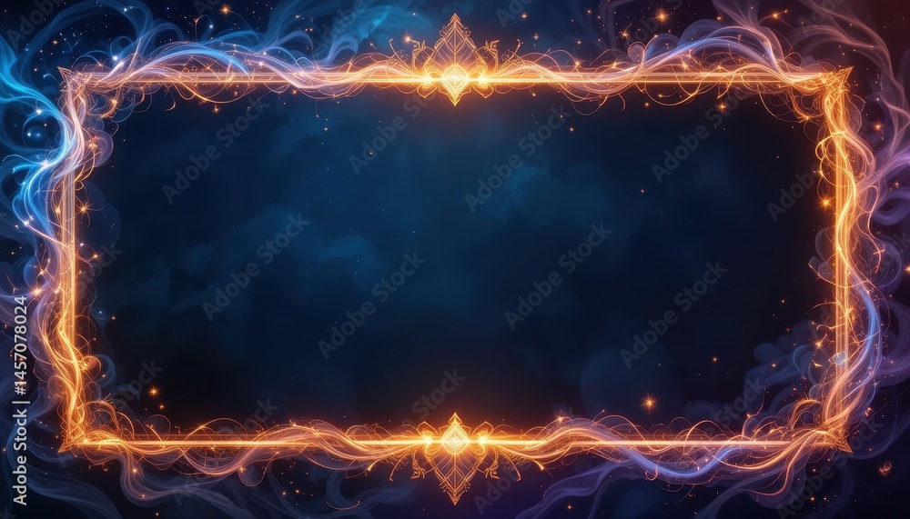 Wall mural luminous celestial frame encircles dark space