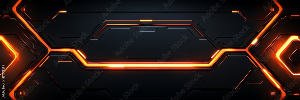 Poster illuminated tech panel: a sophisticated tech panel comes to life with a futuristic design, its glowi