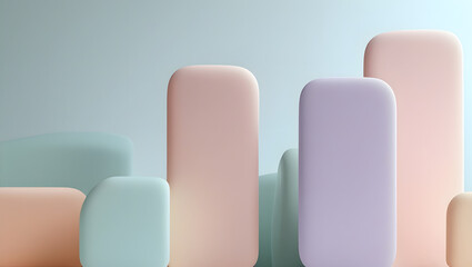 4K subtle blurred color blocks wallpaper, soft muted pastel tones (peach, lilac, seafoam green), minimal abstract shapes, soft edges, dreamy and clean aesthetic, light soothing atmosphere for desktop