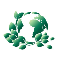 Logo blooming planet green illustration hand made vector