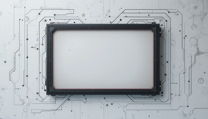Futuristic Blank Screen on Circuit Board Background
