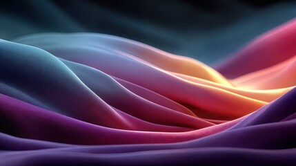 Obraz premium Vivid neon waves with glowing curved lines on dark