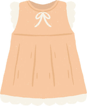 peach dress with white lace and bow clip art preview