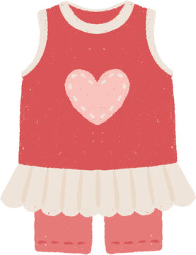 red heart pajamas set clip art preview
