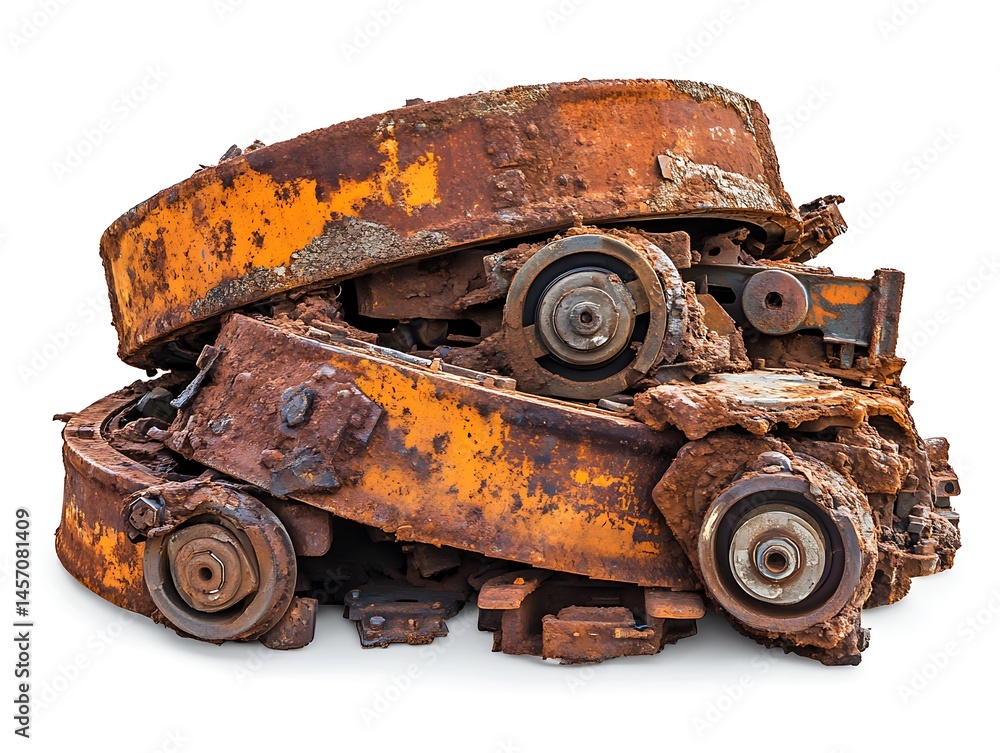 Poster rust and ruin: a close-up view captures the aged beauty and decay of a rusty machine, showcasing tex