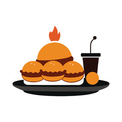 Mumbai Vada Pav Street Food Silhouette on White