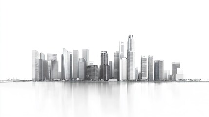 Obraz premium Isolated Singapore cityscape sleek high-rises futuristic design Marina Bay Sands crisp white background minimalist urban vibe. 